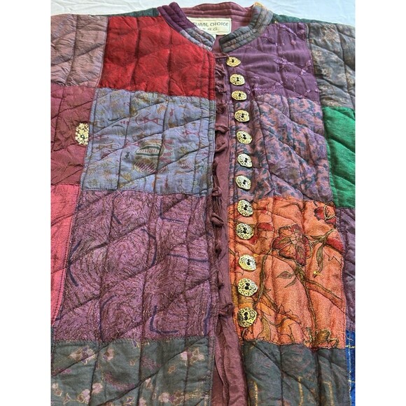 Natural Choice  By S.R.G.  Vintage Boho Patchwork Quilted Reversible Vest Size L - Picture 2 of 10
